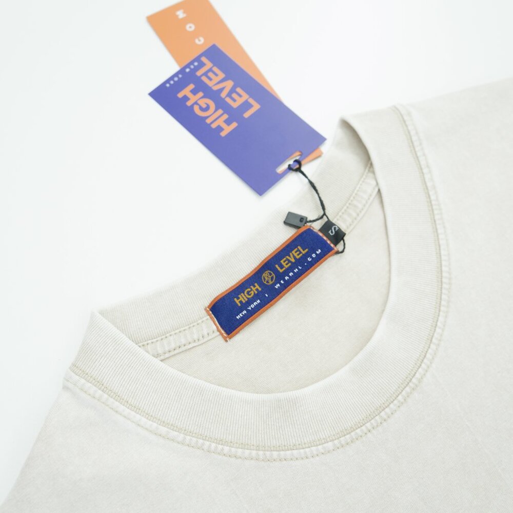Cream Washed HEAVYWEIGHT 225gsm 100% cotton Oversized Boxy T-shirt HIGH LEVEL HL - Picture 5 of 6